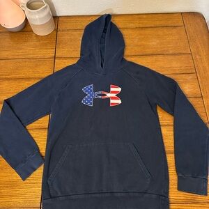 Under Armour Dark Blue Hoodie with Flag Logo
